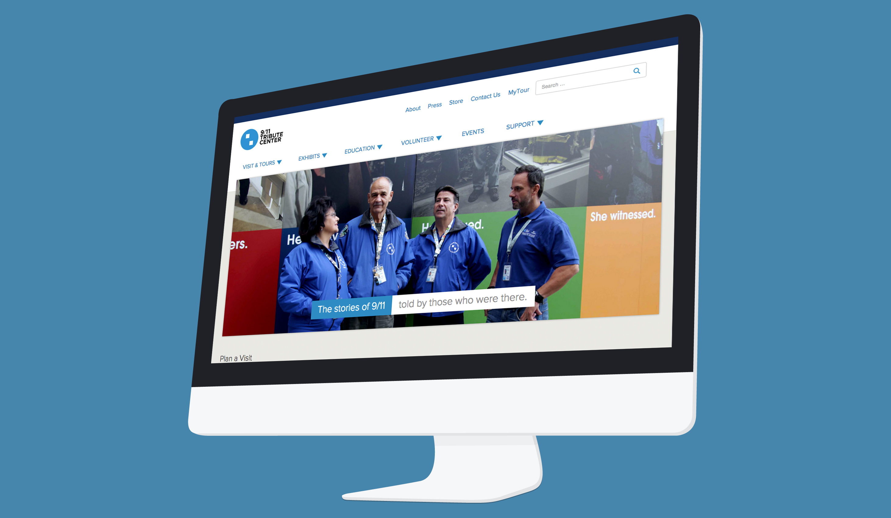 9/11 Tribute Center Website Redesign Home Page on a Mac Desktop